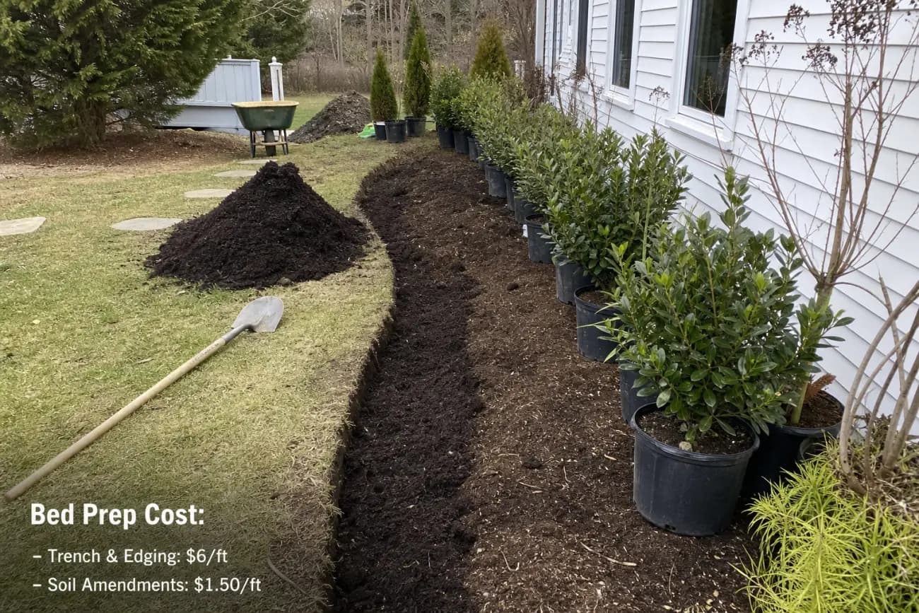 Landscape bed preparation before shrub planting