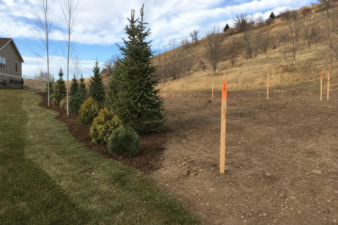 Stakes marking phased HOA privacy screening work