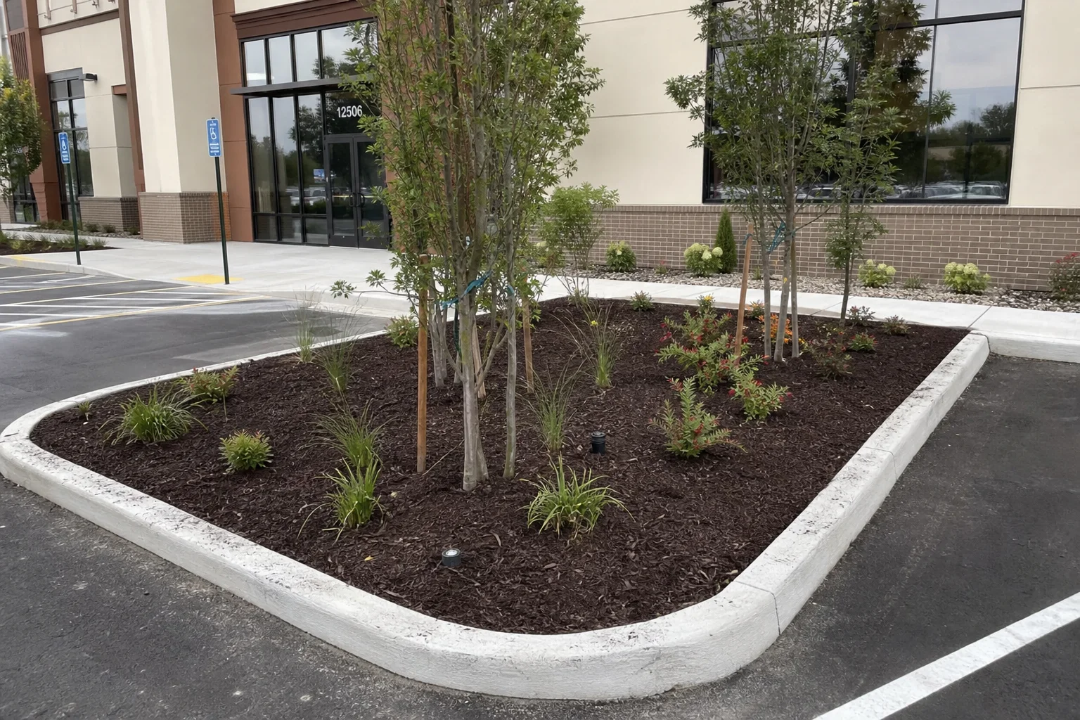 Commercial and HOA planting area with coordinated landscape installation