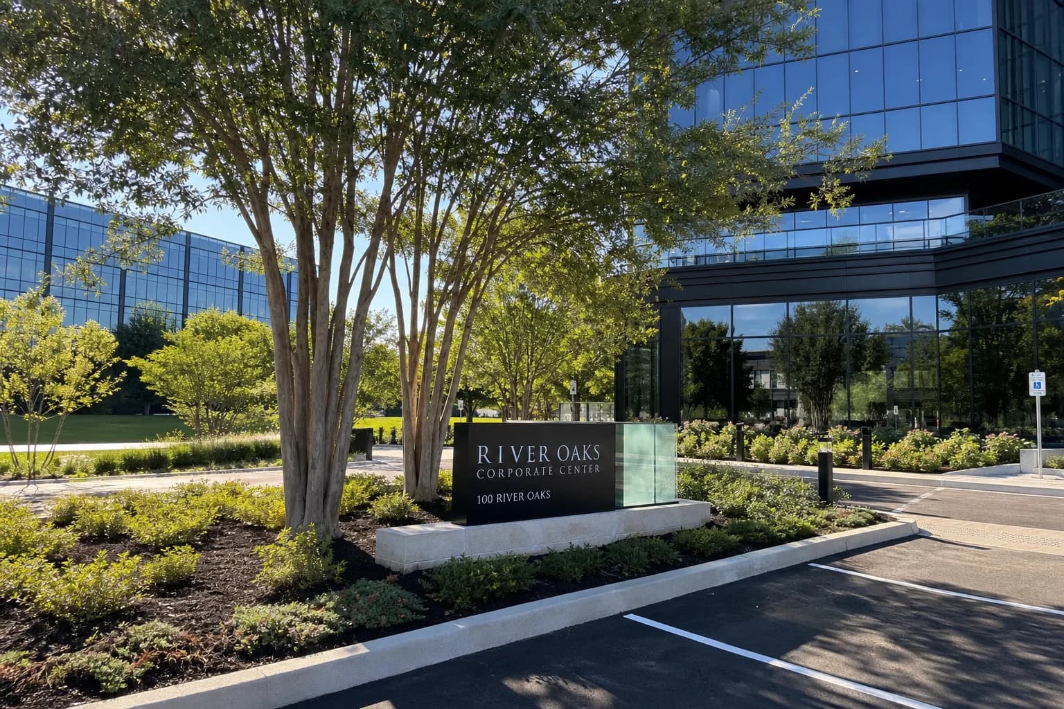 Commercial or HOA entrance monument bed with landscape planting