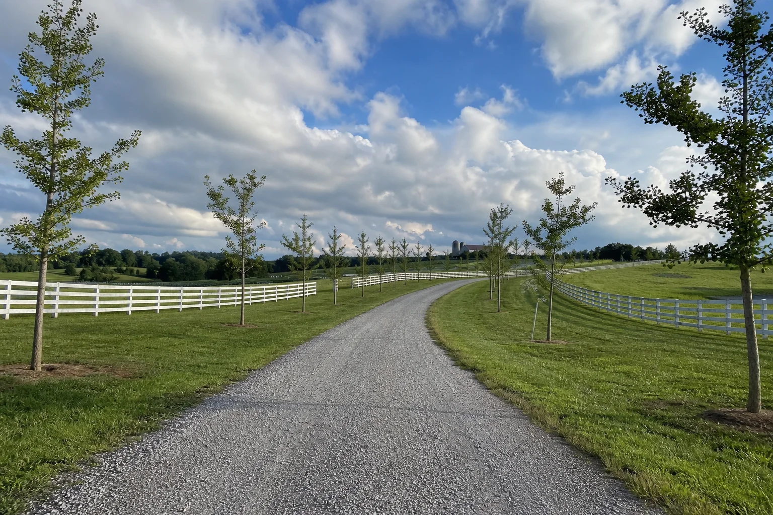 Estate and farm tree planting project with open property and mature landscape scale
