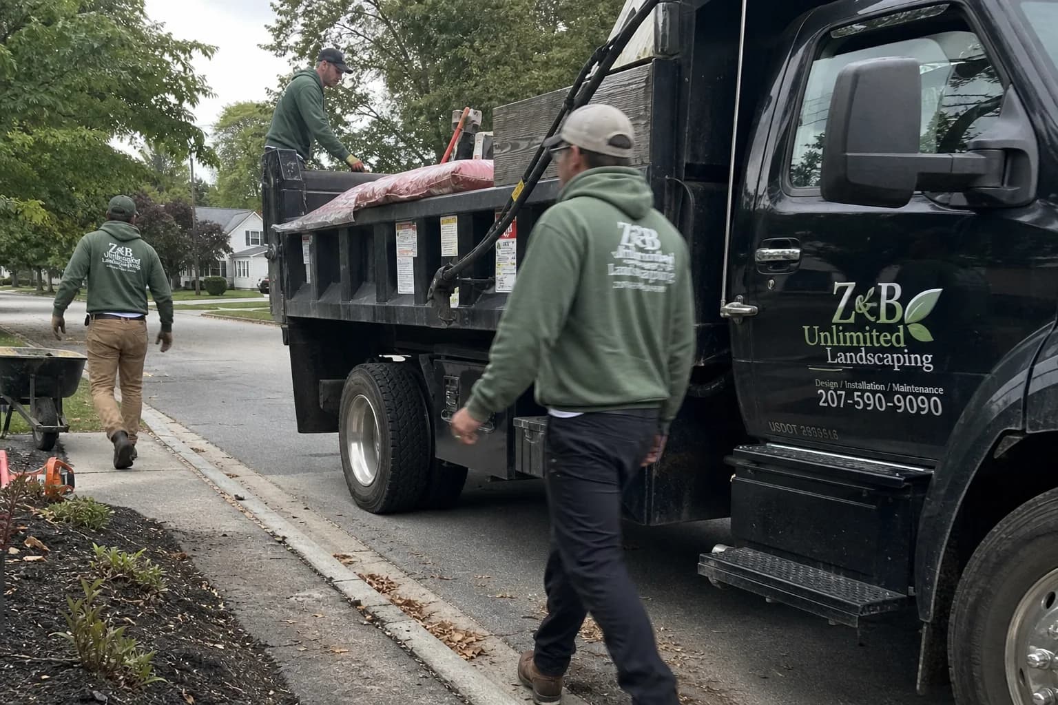 Crew and truck staged for tree planting work